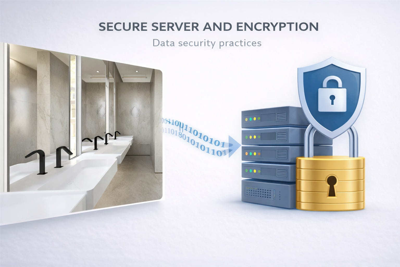 Secure server and encryption visual representing data security practices