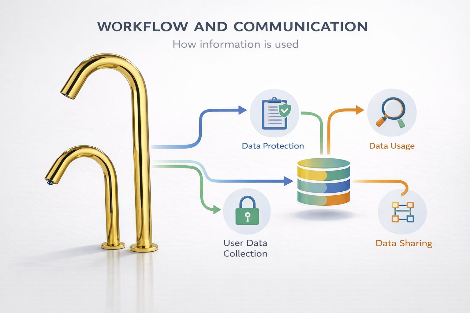 Workflow and communication visual representing how information is used