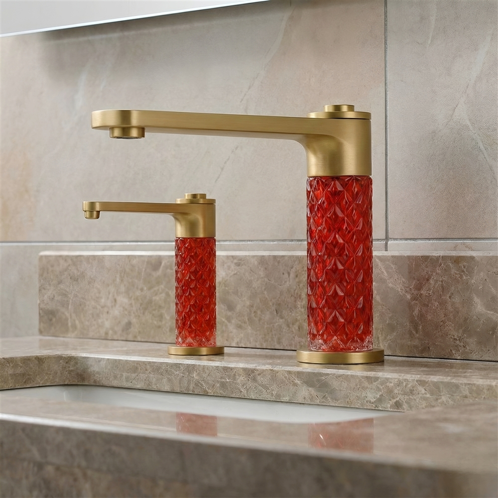 Commercial touchless faucet installation in a healthcare or government facility restroom