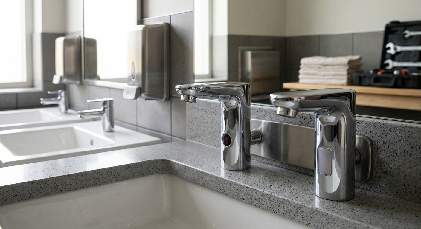 Read more about the article IR vs Capacitive Faucet Sensors: Matching the Whole Restroom