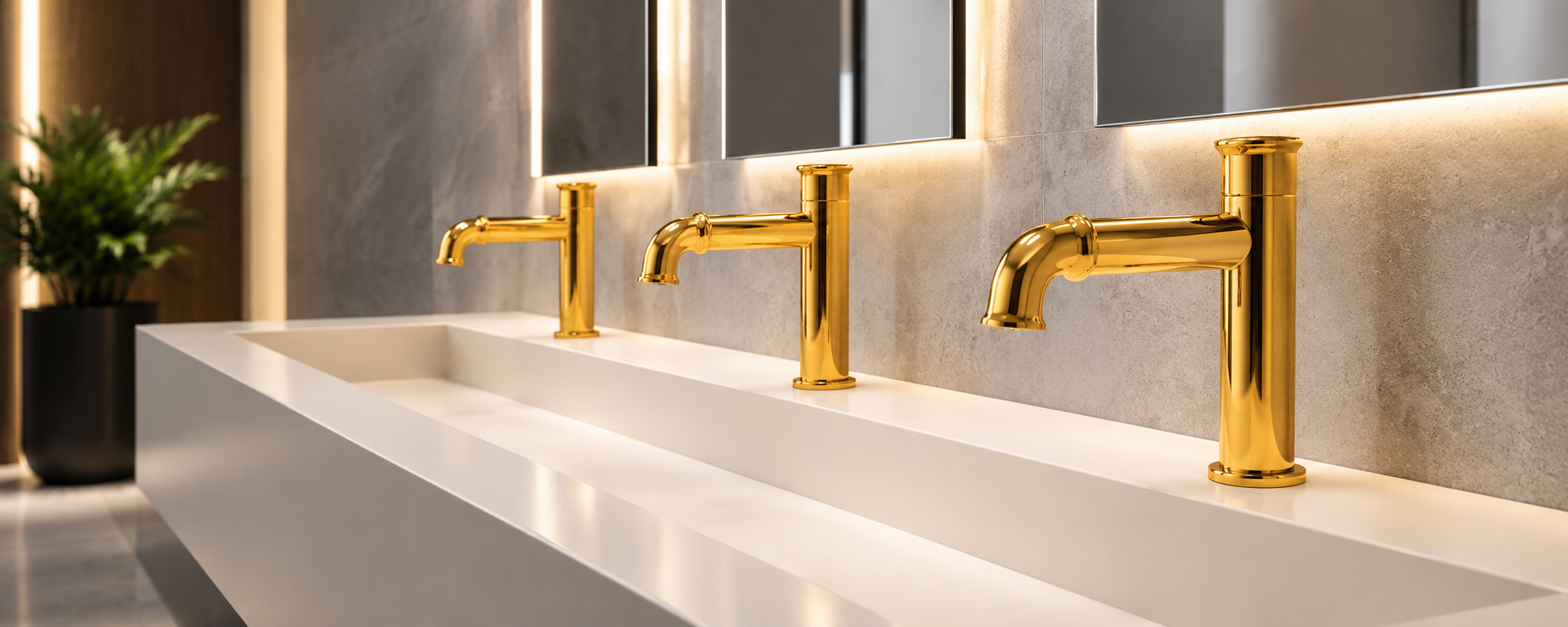Touchless faucet with visible sensor field representing infrared and proximity sensing